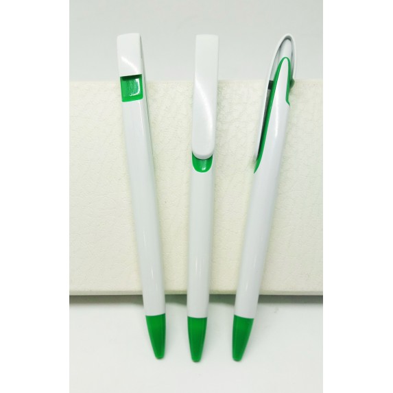 PLASTIC PEN WHITE WITH GREEN